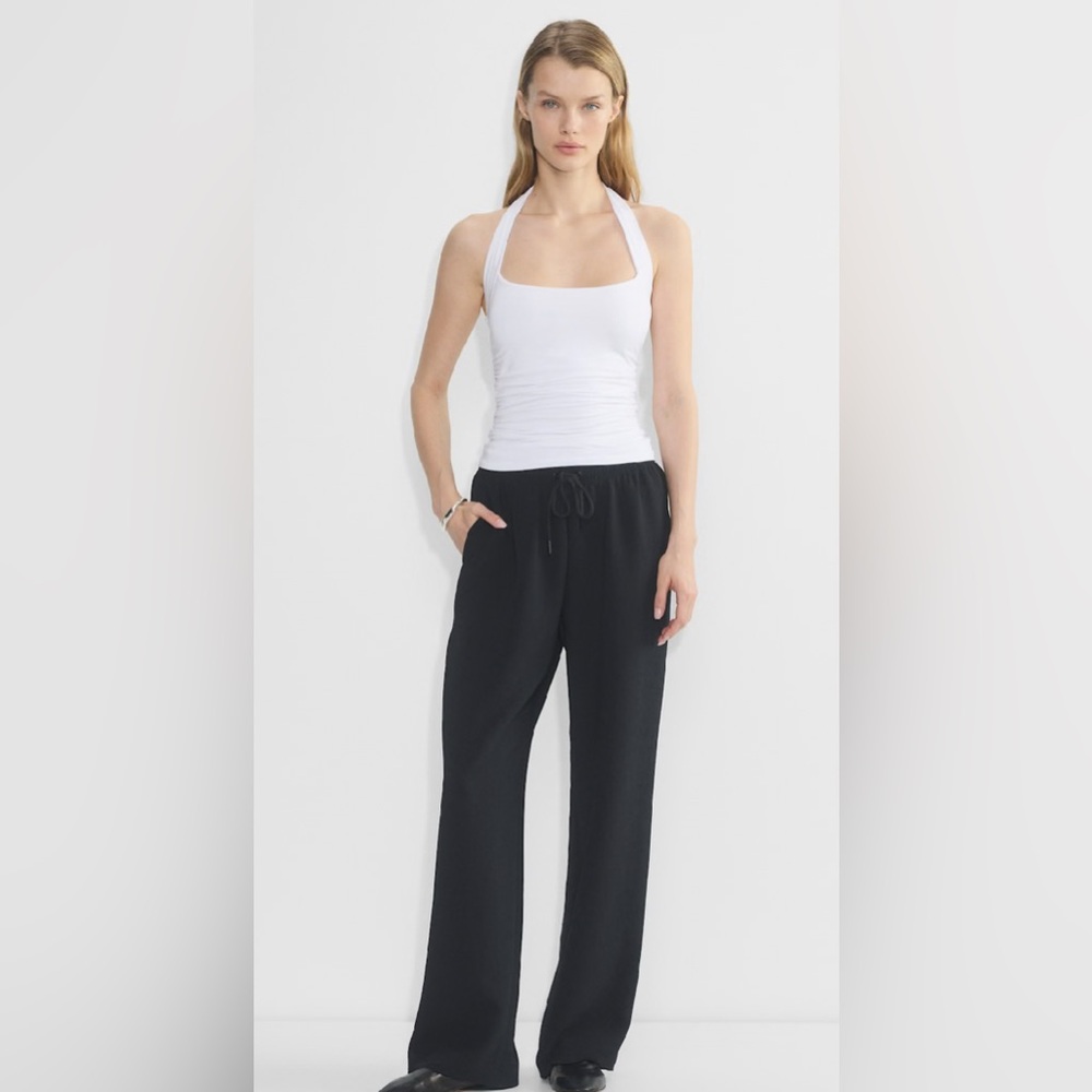 Aritzia Wilfred Thesis Crepette Wide-Leg Pants - black, size medium short